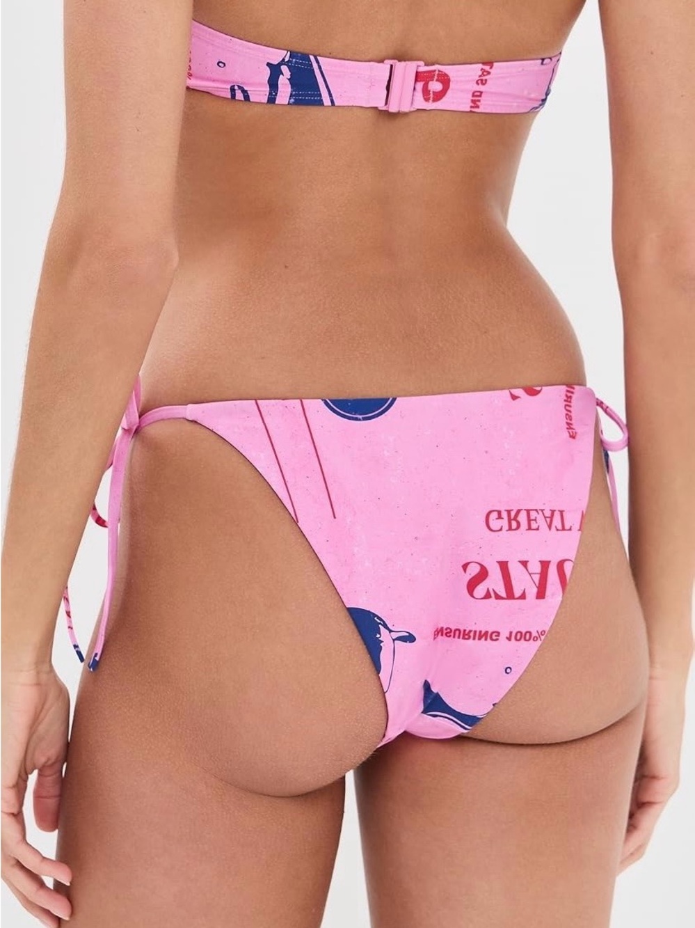 NEW 🆕 STAUD  Tie-Side Pink Print Bikini Bottoms, size XS
